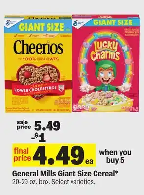 Meijer General Mills Giant Size Cereal offer