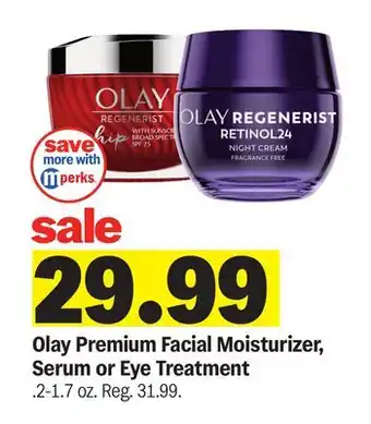 Meijer Olay Premium Facial Moisturizer, Serum or Eye Treatment offer
