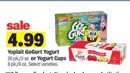 Meijer Yoplait GoGurt Yogurt or Yogurt Cups 20 pk./2 oz. or Yogurt Cups 8 pk./6 oz offer