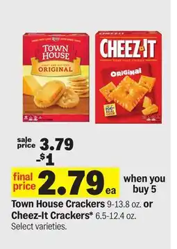 Meijer Town House Crackers 9-13.8 oz. or Cheez-It Crackers* 6.5-12.4 oz offer