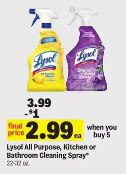 Meijer Lysol All Purpose, Kitchen or Bathroom Cleaning Spray offer