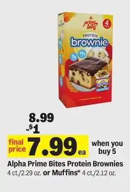 Meijer Alpha Prime Bites Protein Brownies 4 ct./2.29 oz. or Muffins* 4 ct./2.12 oz offer