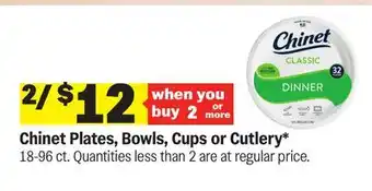 Meijer Chinet Plates, Bowls, Cups or Cutlery offer