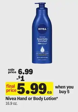 Meijer Nivea Hand or Body Lotion offer