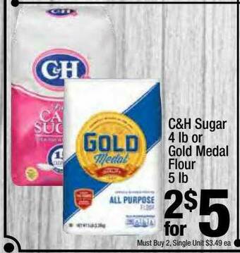 Super King Markets C&H Sugar 4 Lb Or Gold Medal Flour 5 Lb offer