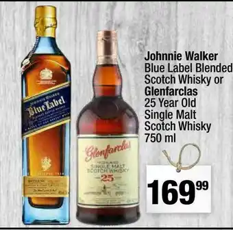 Super King Markets Johnnie Walker Blue Label Blended Scotch Whisky Or Glenfarclas 25 Years Old Single Malt Scotch Whisky 750 Ml offer