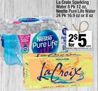 Super King Markets La Croix Sparkling Water 8 Pk 12 Oz, Nestle Pure Life Water 24 Pk 16.9 Oz Or 8 Oz offer