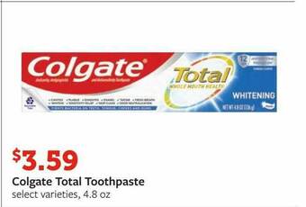 Fareway Colgate Total Toothpaste offer