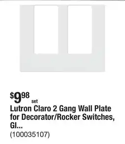 The Home Depot Lutron Claro 2 Gang Wall Plate for Decorator/Rocker Switches, Gloss, White (CW-2-WH) (1-Pack) offer