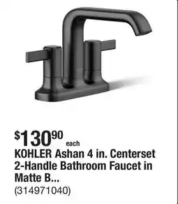 The Home Depot KOHLER Ashan 4 in. Centerset 2-Handle Bathroom Faucet in Matte Black offer