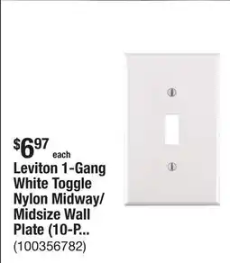 The Home Depot Leviton 1-Gang White Toggle Nylon Midway/Midsize Wall Plate (10-Pack) PJ1-WM offer