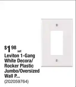 The Home Depot Leviton 1-Gang White Decora/Rocker Plastic Jumbo/Oversized Wall Plate (1-Pack) 88601-W offer