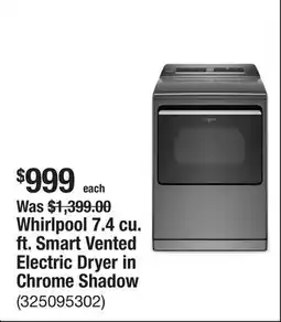 The Home Depot Whirlpool 7.4 cu. ft. Smart Vented Electric Dryer in Chrome Shadow offer
