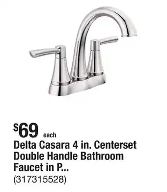 The Home Depot Delta Casara 4 in. Centerset Double Handle Bathroom Faucet in Polished Chrome offer