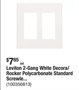 The Home Depot Leviton 2-Gang White Decora/Rocker Polycarbonate Standard Screwless Wall Plate (1-Pack) 80309-00W offer