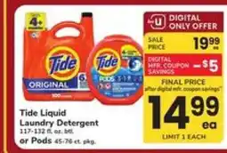 Safeway Tide Liquid Laundry Detergent or Pods offer