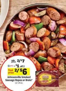 Meijer Johnsonville Smoked Sausage Ropes or Brats offer