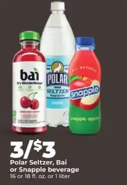Hy-Vee Polar Seltzer, Bai or Snapple beverage offer