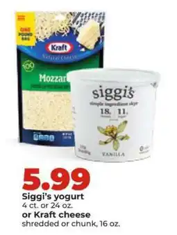 Hy-Vee Siggi's yogurt or Kraft cheese offer