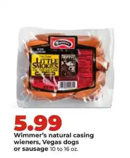 Hy-Vee Wimmer's natural casing wieners, Vegas dogs or sausage offer