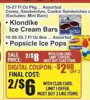 Key Food Popsicle Ice Pops offer