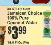Key Food Jamaican Choice 100% Pure Coconut Water offer