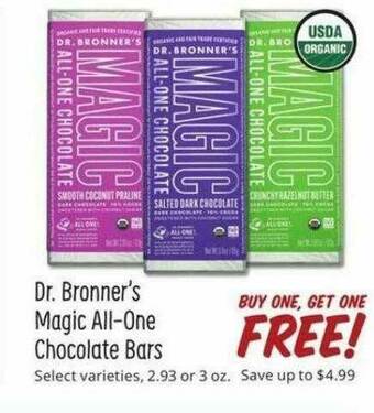 Sprouts Farmers Market Dr. Bronner's Magic All-One Chocolate Bars offer
