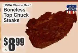 Key Food USDA Choice Beef Boneless Top Chuck Steaks offer