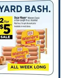 Dollar General Oscar Mayer Wieners Classic or Bun-Length offer