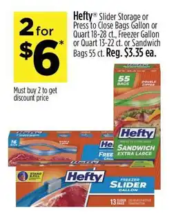 Dollar General Hefty Slider Storage or Press to Close Bags offer