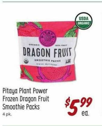 Sprouts Farmers Market Pitaya Plant Power Frozen Dragon Fruit Smoothie Packs offer