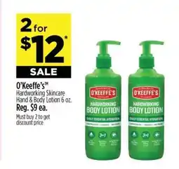 Dollar General O’Keeffe’s Hardworking Skincare Hand & Body Lotion 6 oz offer