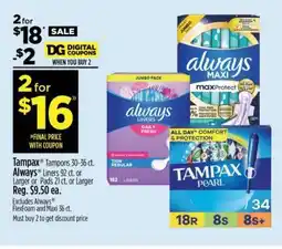 Dollar General Tampax Tampons 30-36 ct offer