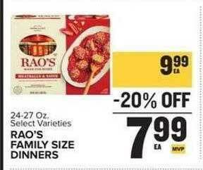 Food Lion Rao's Family Size Dinners offer