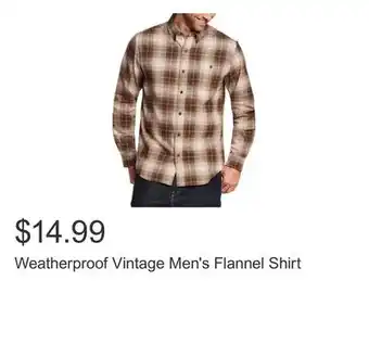 Costco Weatherproof Vintage Men's Flannel Shirt offer