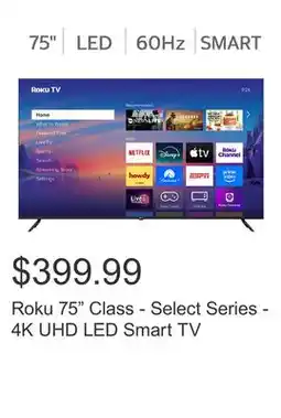 Costco Roku 75 Class - Select Series - 4K UHD LED Smart TV offer