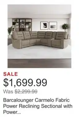 Costco Barcalounger Carmelo Fabric Power Reclining Sectional with Power Headrests offer