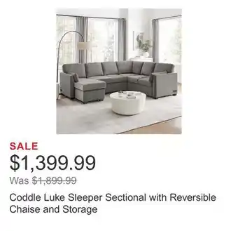 Costco Coddle Luke Sleeper Sectional with Reversible Chaise and Storage offer