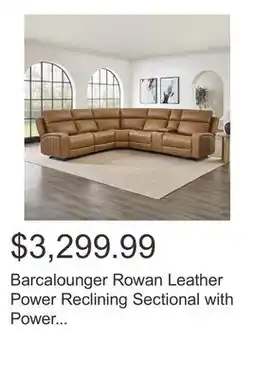 Costco Barcalounger Rowan Leather Power Reclining Sectional with Power Headrests offer
