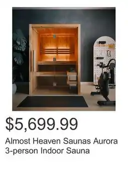 Costco Almost Heaven Saunas Aurora 3-person Indoor Sauna offer