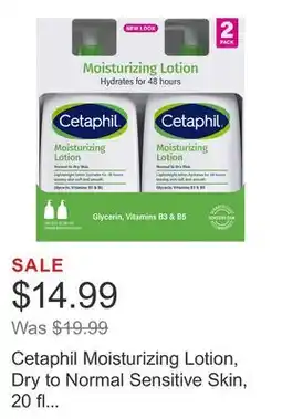 Costco Cetaphil Moisturizing Lotion, Dry to Normal Sensitive Skin, 20 fl oz, 2-count offer