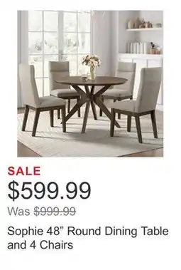 Costco Sophie 48 Round Dining Table and 4 Chairs offer