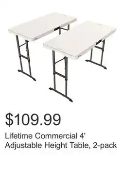 Costco Lifetime Commercial 4' Adjustable Height Table, 2-pack offer