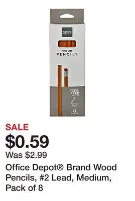 Office Depot Office Depot Brand Wood Pencils, #2 Lead, Medium, Pack of 8 offer