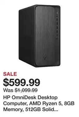 Office Depot HP OmniDesk Desktop Computer, AMD Ryzen 5, 8GB Memory, 512GB Solid State Drive, Windows 11 Home offer