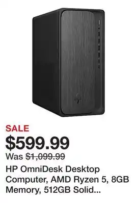 Office Depot HP OmniDesk Desktop Computer, AMD Ryzen 5, 8GB Memory, 512GB Solid State Drive, Windows 11 Home offer