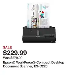 Office Depot Epson WorkForce Compact Desktop Document Scanner, ES-C220 offer