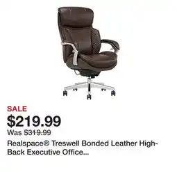 Office Depot Realspace Treswell Bonded Leather High-Back Executive Office Chair, Black/Silver, BIFMA Compliant offer