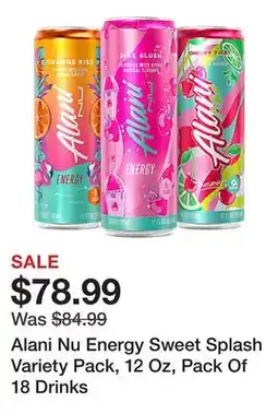 Office Depot Alani Nu Energy Sweet Splash Variety Pack, 12 Oz, Pack Of 18 Drinks offer