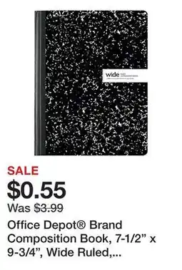 Office Depot Office Depot Brand Composition Book, 7-1/2 x 9-3/4, Wide Ruled, 100 Sheets, Black/White offer